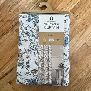 Recycled fabric shower curtain bath floral blue boho‎ hippie home decor flower